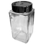 Sharper Image 33.8 Oz. Stain Resistant Square Glass Canister with Metallic Black Twist Off Lid