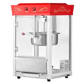 Popcorn Machine, 8oz Stainless Steel Kettle, 800W Commercial Countertop Popcorn Maker, 48 Cups per Batch Theater Style Popper