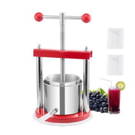0.44 Gal/1.65L Fruit Wine Press, 2 Stainless Steel Barrels, Manual Juice Maker