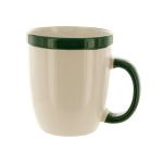 12-Ounce White Mug with Green Trim