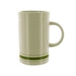 16 Oz White W/Green Stripe Ceramic Mug
